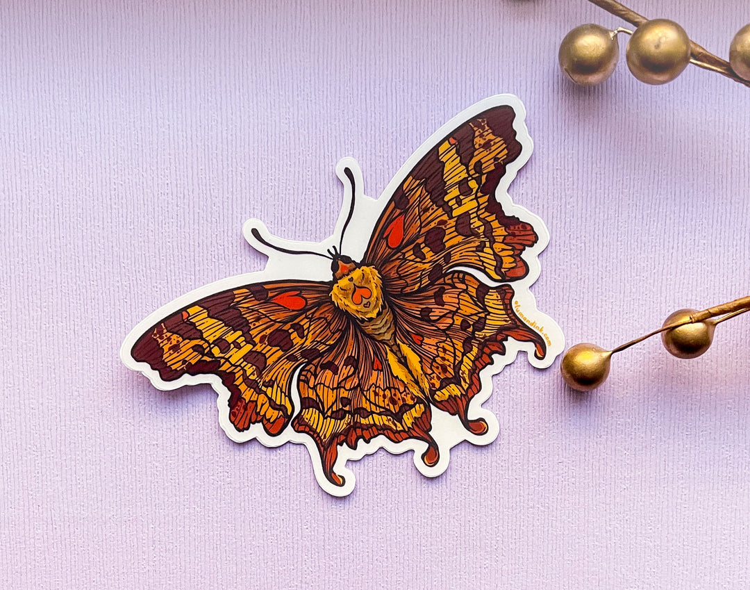 Comma Butterfly Clear Vinyl Sticker