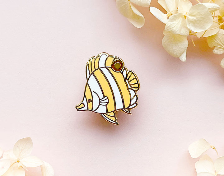 Tiny Copperband Butterflyfish Enamel Pin