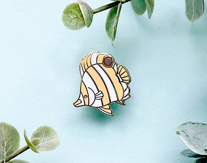 Tiny Copperband Butterflyfish Enamel Pin
