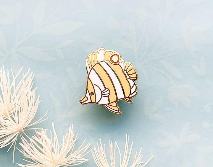 Tiny Copperband Butterflyfish Enamel Pin