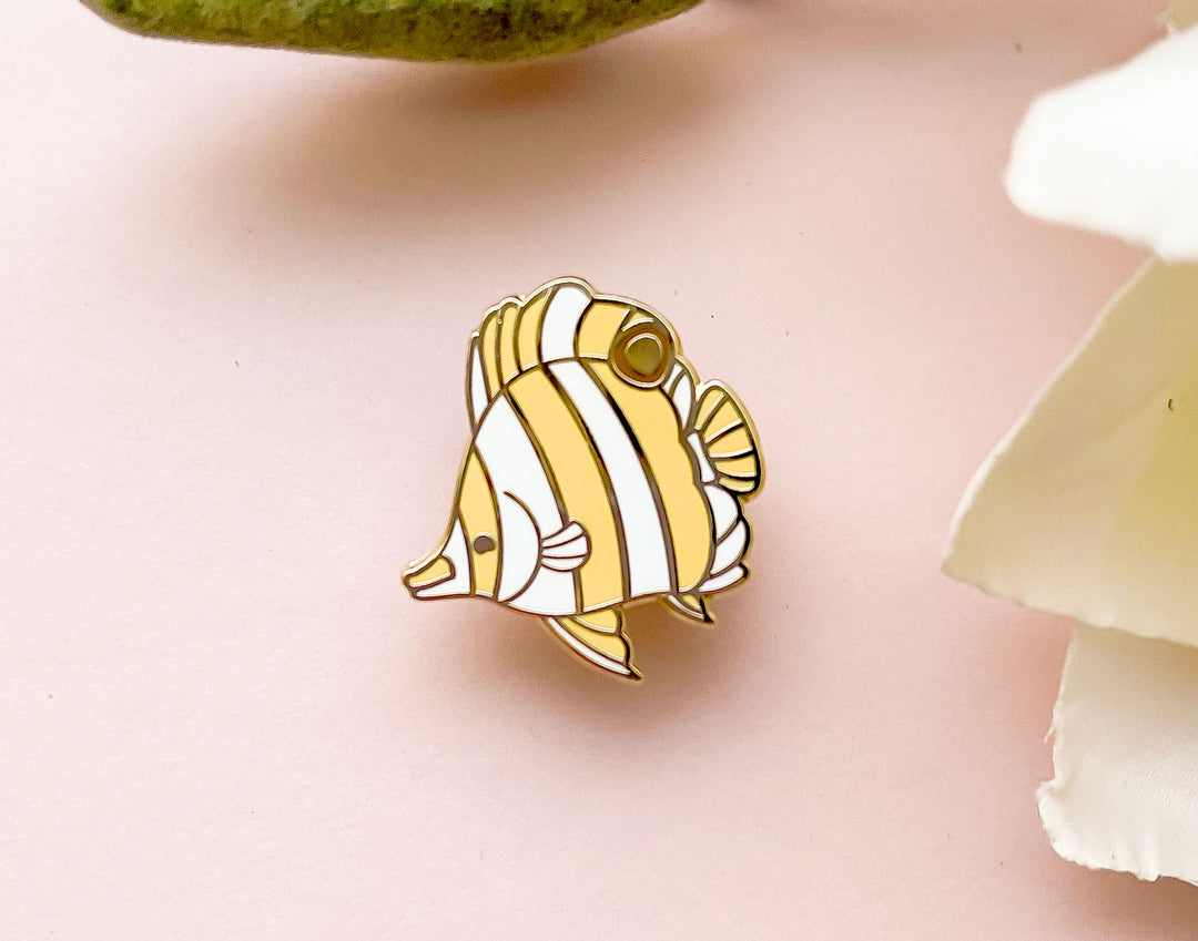 Tiny Copperband Butterflyfish Enamel Pin