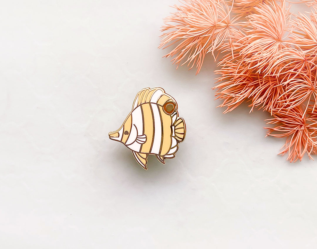 Tiny Copperband Butterflyfish Enamel Pin
