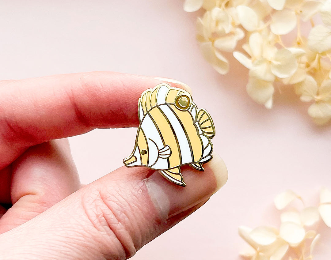Tiny Copperband Butterflyfish Enamel Pin