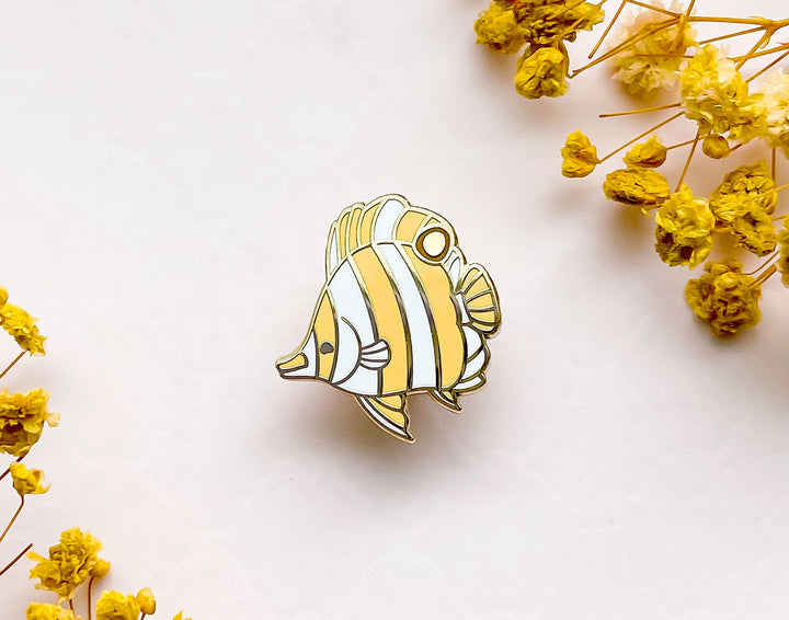 Tiny Copperband Butterflyfish Enamel Pin