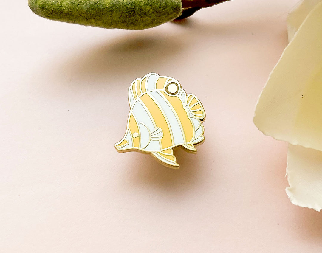 Tiny Copperband Butterflyfish Enamel Pin