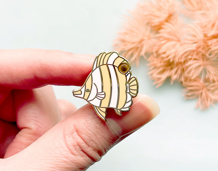 Tiny Copperband Butterflyfish Enamel Pin