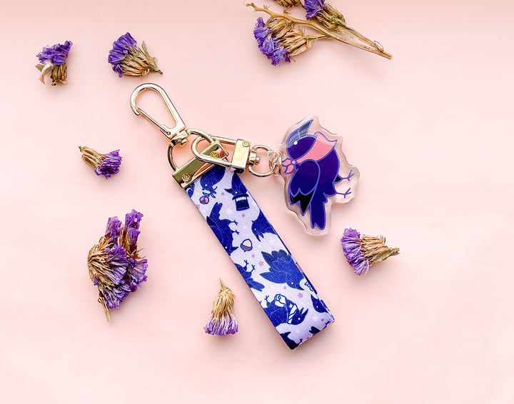 Corvids and Crows Mini Lanyard With Bandana Crow Acrylic Charm