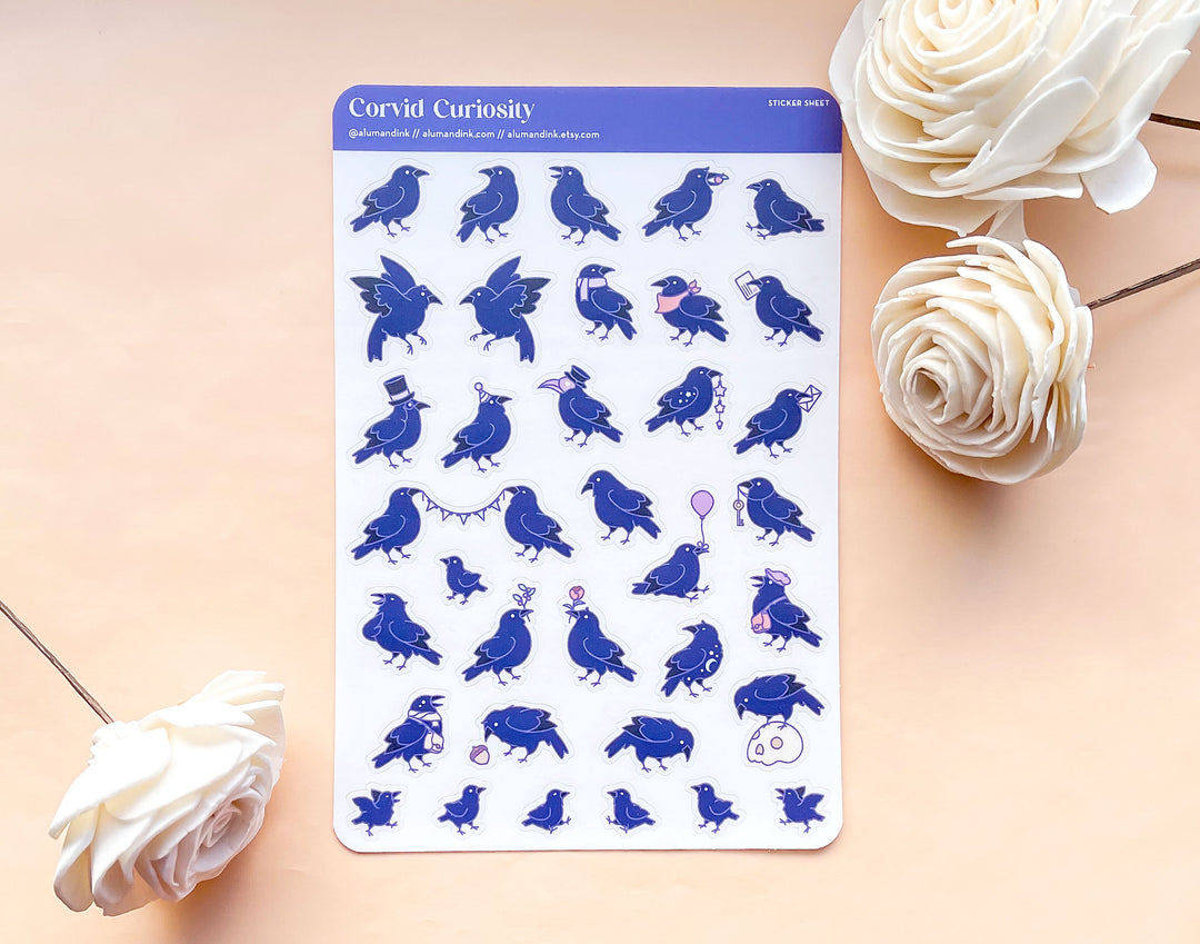 Corvids and Crows Clear Vinyl Sticker Sheet