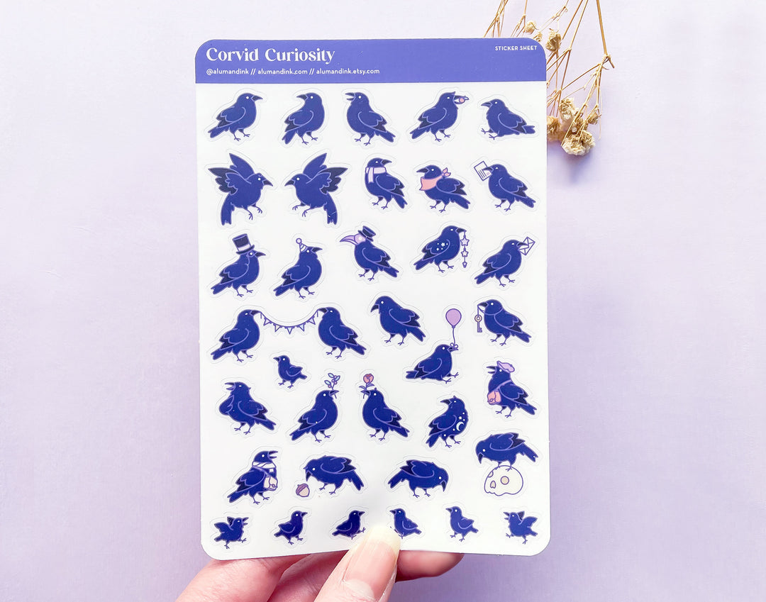 Corvids and Crows Clear Vinyl Sticker Sheet