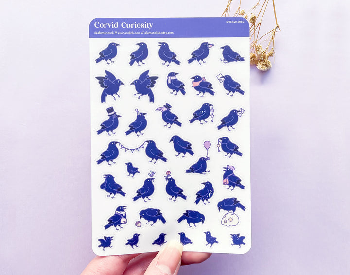 Corvids and Crows Clear Vinyl Sticker Sheet