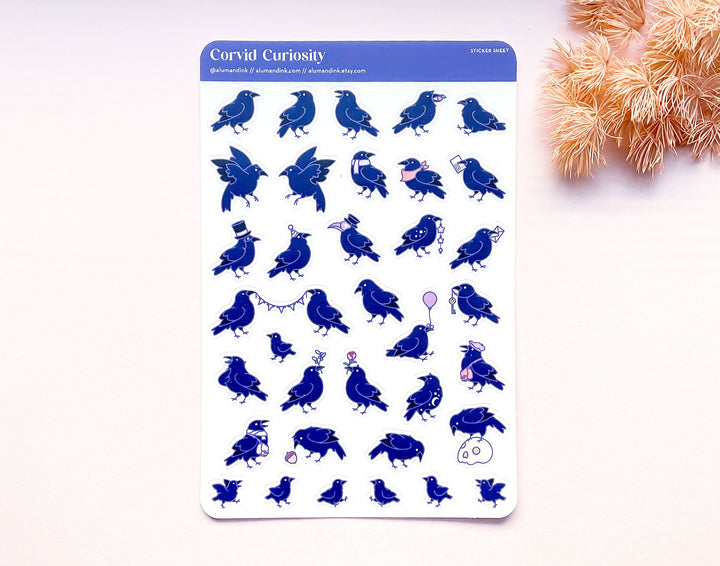 Corvids and Crows Clear Vinyl Sticker Sheet