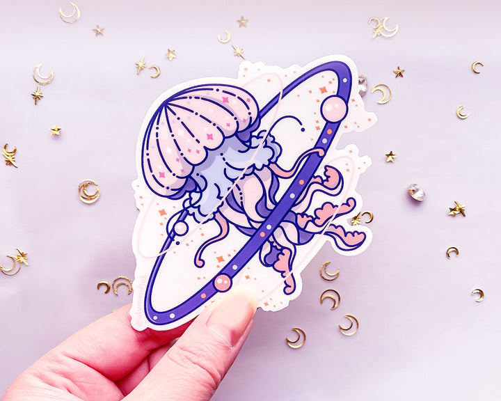 Cosmic Jellyfish Clear Vinyl Sticker