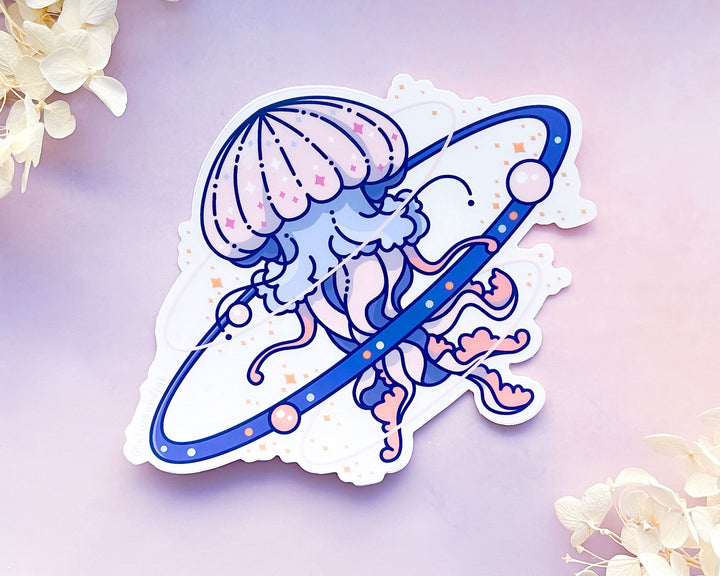 Cosmic Jellyfish Clear Vinyl Sticker