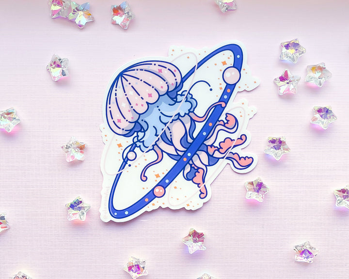 Cosmic Jellyfish Clear Vinyl Sticker