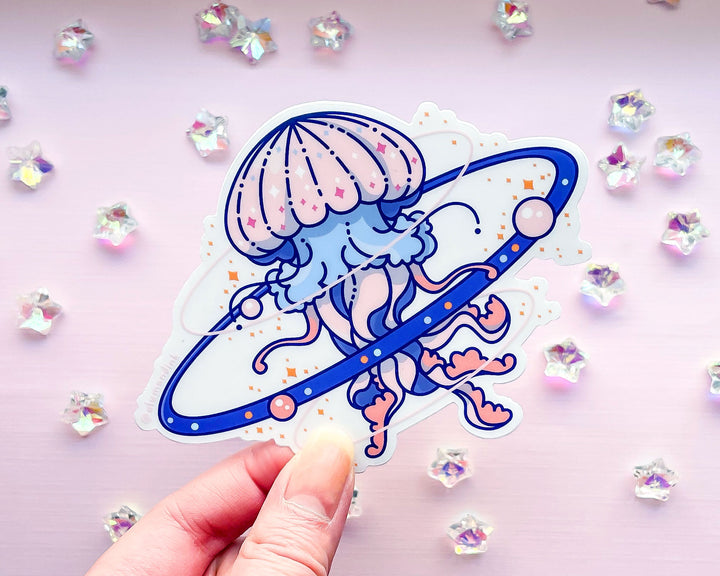 Cosmic Jellyfish Clear Vinyl Sticker