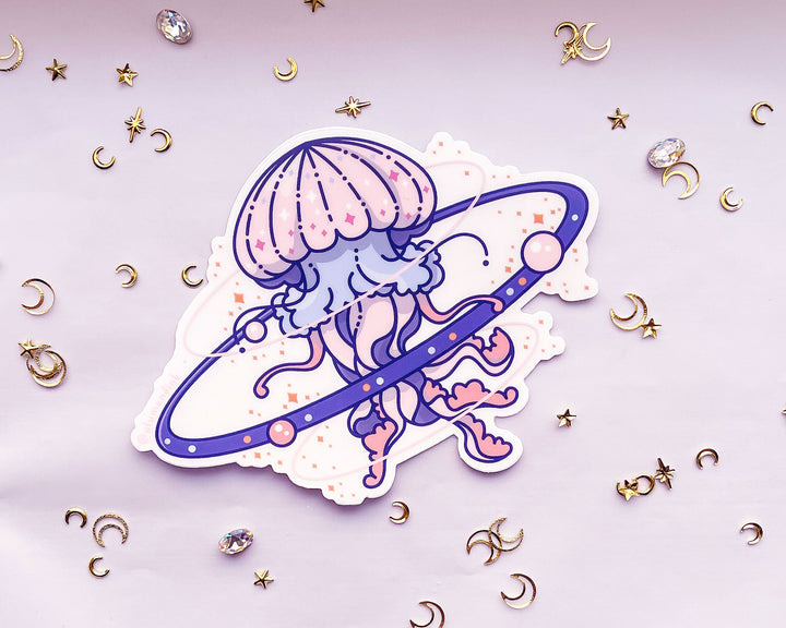 Cosmic Jellyfish Clear Vinyl Sticker