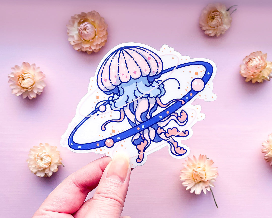 Cosmic Jellyfish Clear Vinyl Sticker