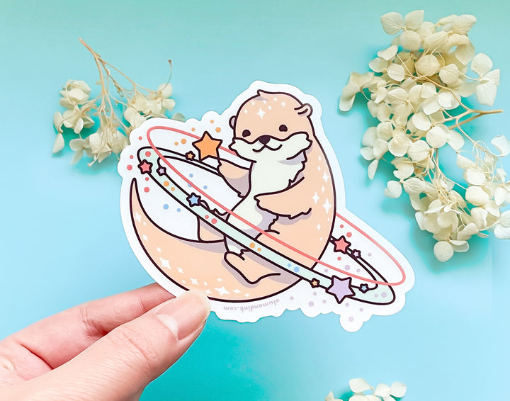 Cosmic Otter Clear Vinyl Sticker