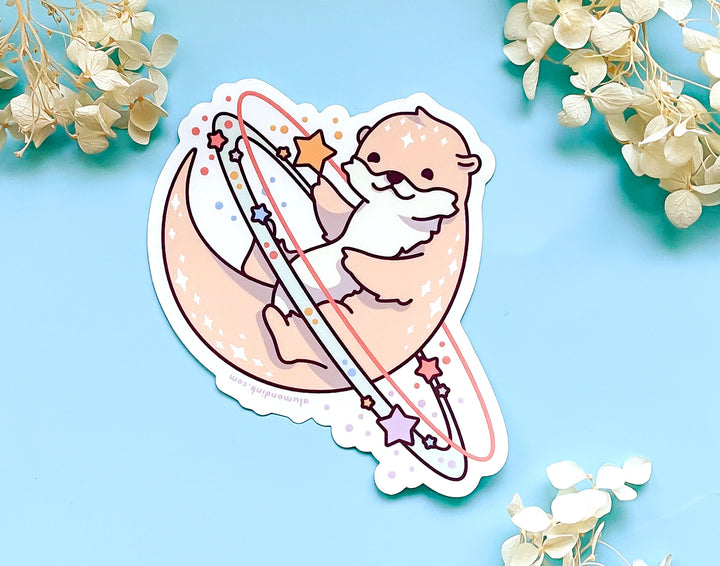 Cosmic Otter Clear Vinyl Sticker