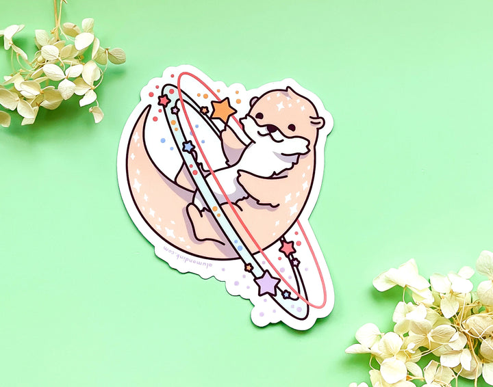 Cosmic Otter Clear Vinyl Sticker