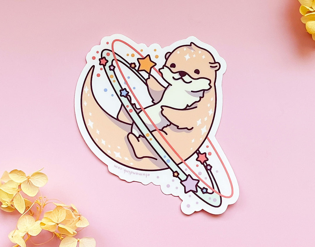Cosmic Otter Clear Vinyl Sticker