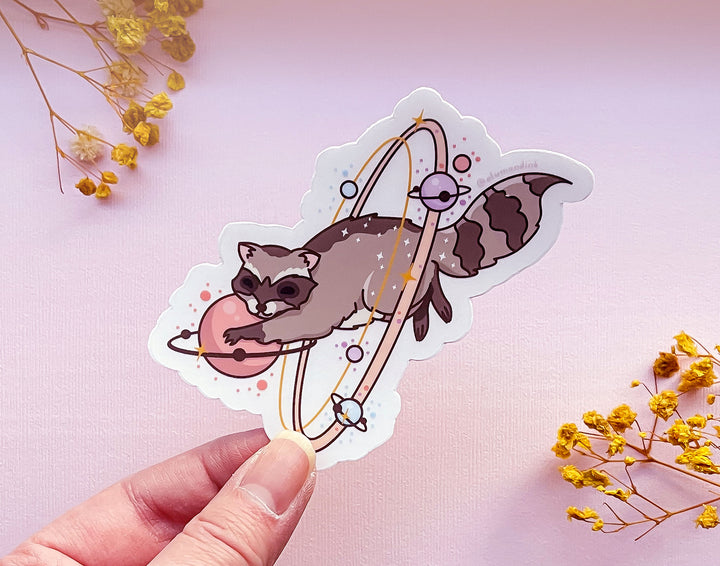 Cosmic Raccoon Clear Vinyl Sticker