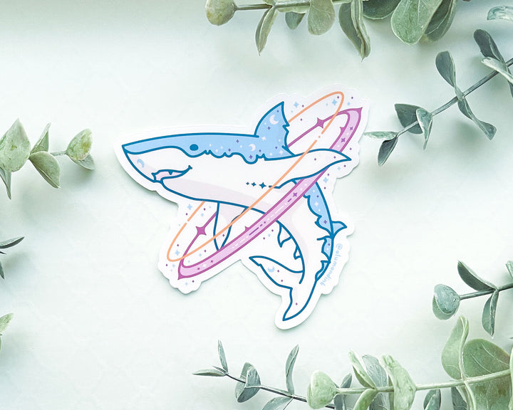 Cosmic Shark Clear Vinyl Sticker
