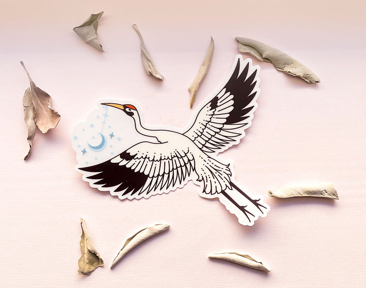 Moon Carrier Whooping Crane Clear Vinyl Sticker