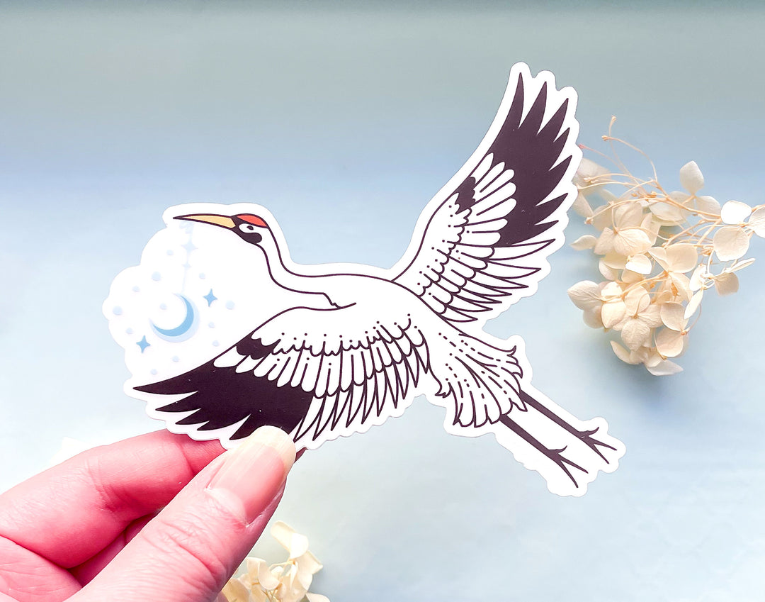 Moon Carrier Whooping Crane Clear Vinyl Sticker