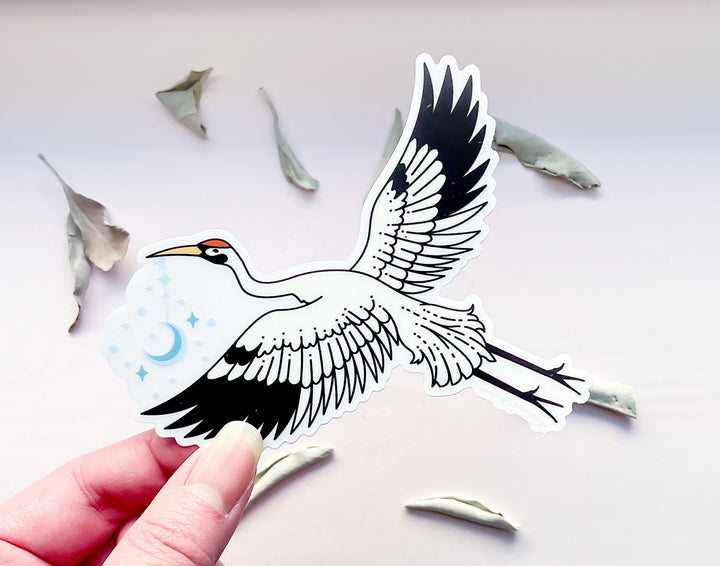 Moon Carrier Whooping Crane Clear Vinyl Sticker