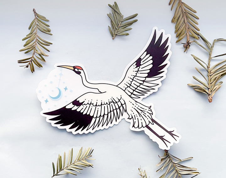 Moon Carrier Whooping Crane Clear Vinyl Sticker