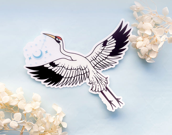 Moon Carrier Whooping Crane Clear Vinyl Sticker