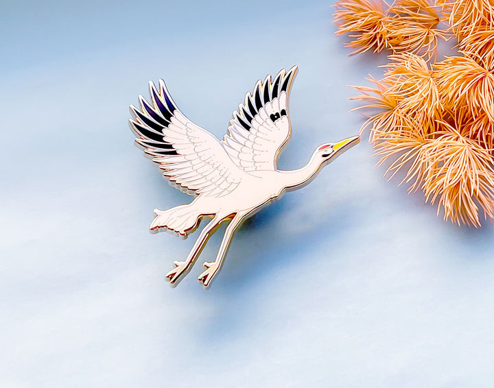 Sun Facing Whooping Crane Enamel Pin