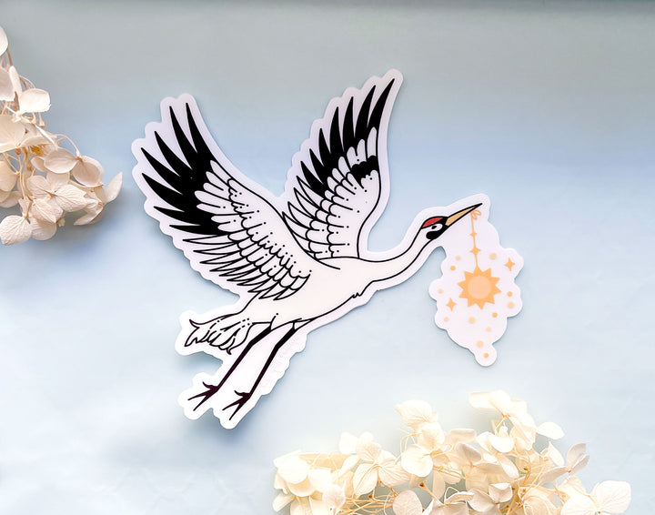Sun Carrier Whooping Crane Clear Vinyl Sticker