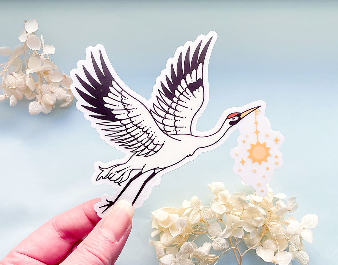 Sun Carrier Whooping Crane Clear Vinyl Sticker