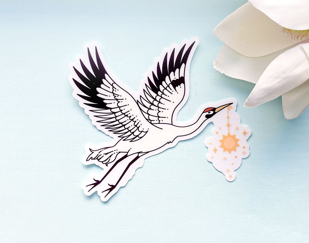 Sun Carrier Whooping Crane Clear Vinyl Sticker