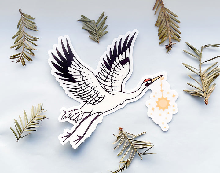 Sun Carrier Whooping Crane Clear Vinyl Sticker