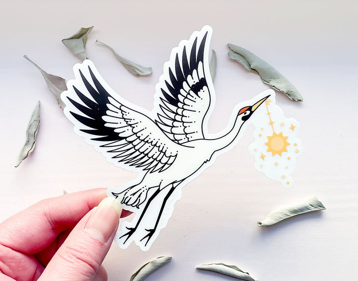 Sun Carrier Whooping Crane Clear Vinyl Sticker