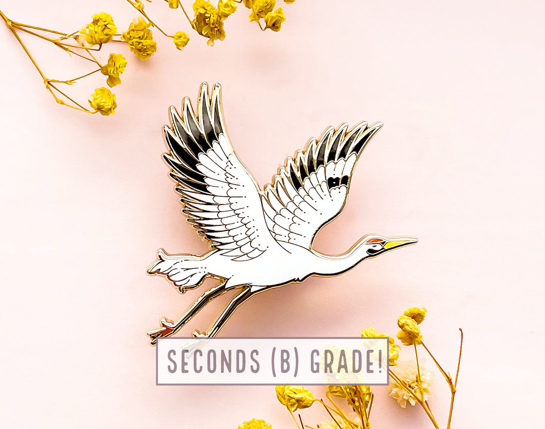 Sun Facing Whooping Crane Enamel Pin (Seconds)