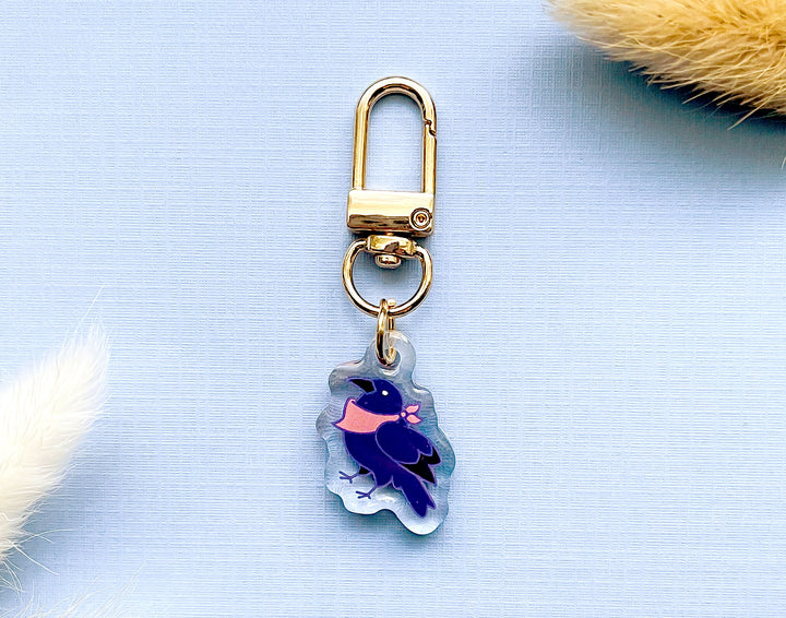 Crow Wearing Bandana Acrylic Mini Charm