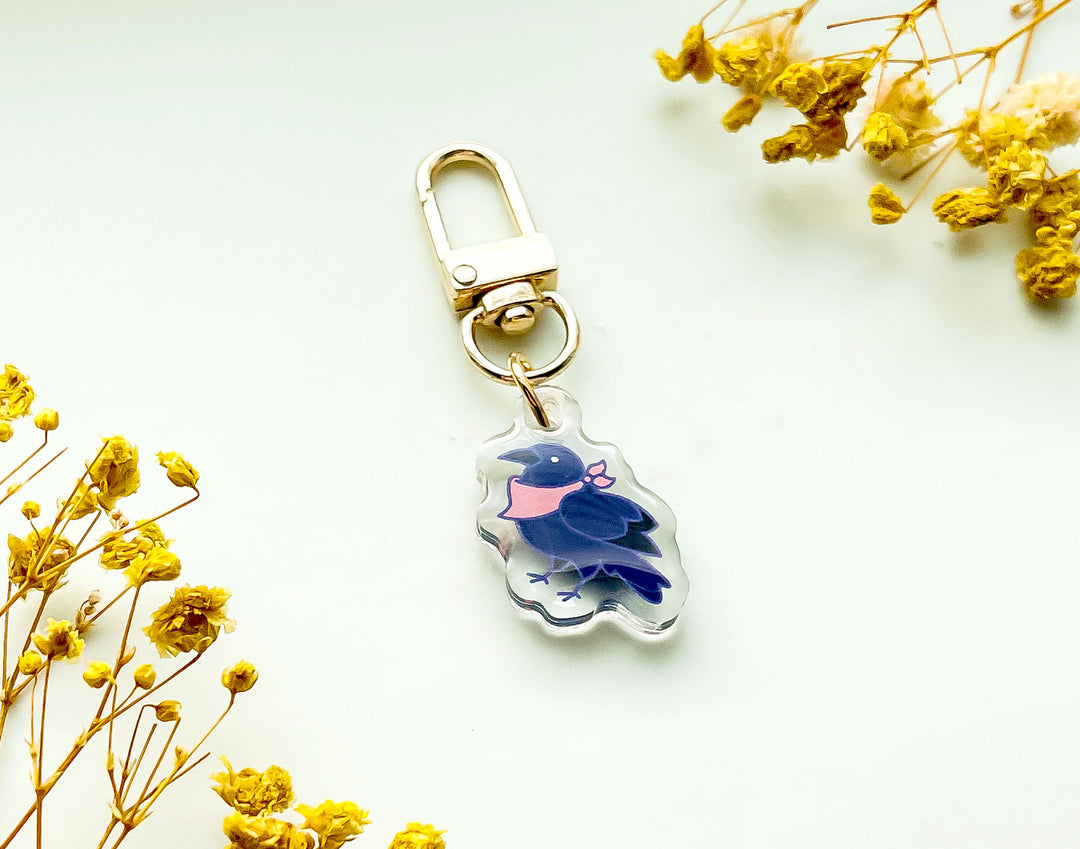 Crow Wearing Bandana Acrylic Mini Charm