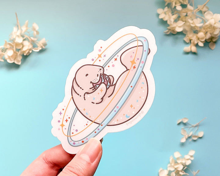 Cosmic Manatee Clear Vinyl Sticker