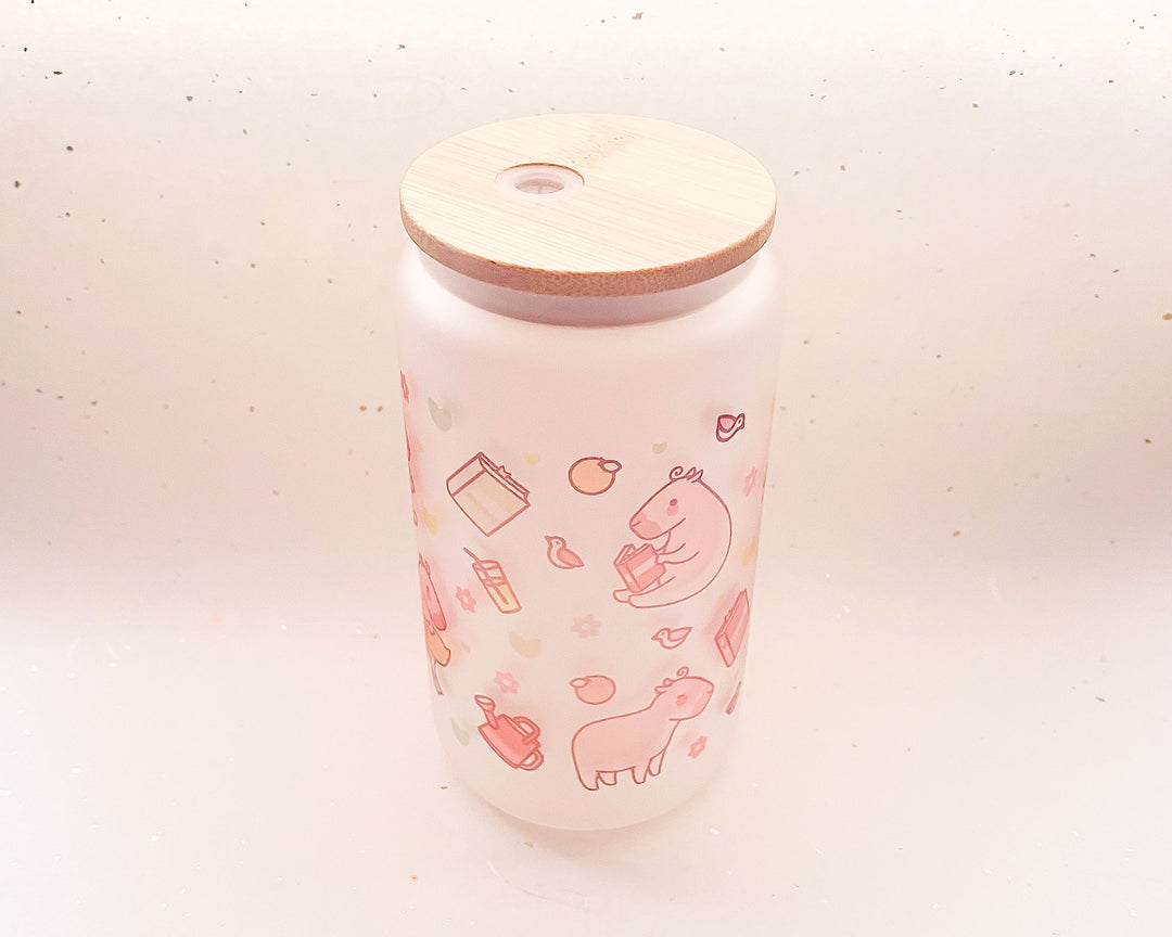 Curly the Capybara Frosted Glass Tumbler