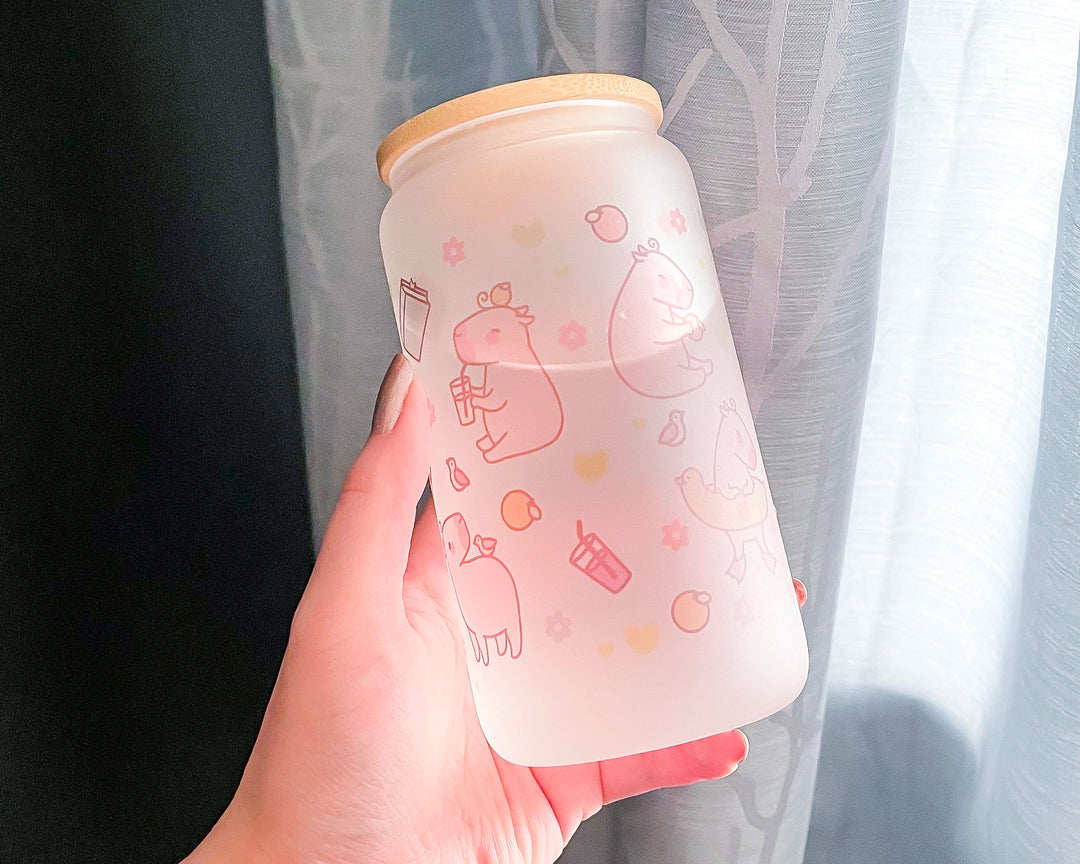 Curly the Capybara Frosted Glass Tumbler (Seconds)