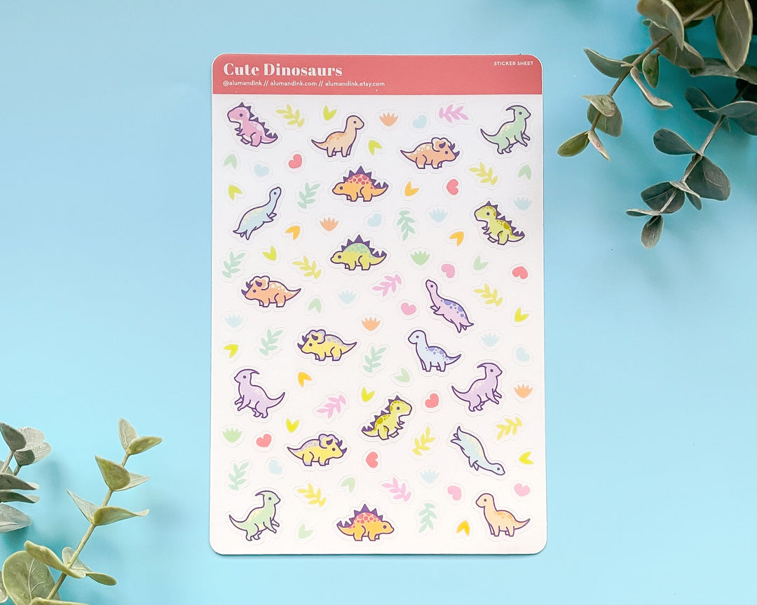 Cute Dinosaurs Clear Vinyl Sticker Sheet