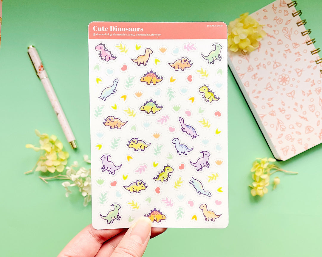 Cute Dinosaurs Clear Vinyl Sticker Sheet