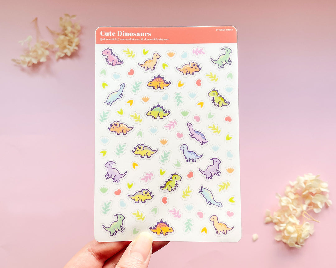 Cute Dinosaurs Clear Vinyl Sticker Sheet