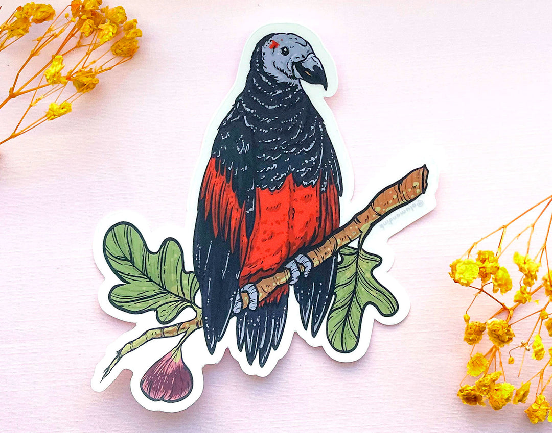 Dracula Parrot Clear Vinyl Sticker