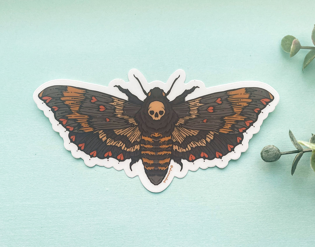 Love and Death's Head Moth Clear Vinyl Sticker