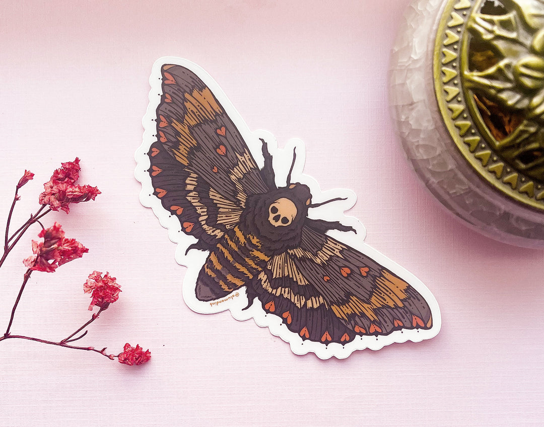 Love and Death's Head Moth Clear Vinyl Sticker